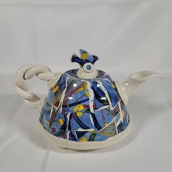 Unique Whimsical Abstract Handmade Studio Art Pottery Teapot Gail Pittman - Picture 5 of 10